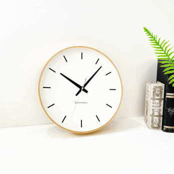 KATOMOKU plywood clock 5 km-49NA 掛け時計 木製 曲げわっぱの画像
