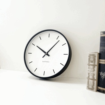 KATOMOKU plywood clock 5 ブラック km-49BK 掛け時計 木製 曲げわっぱの画像