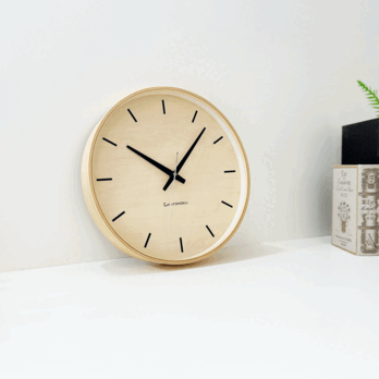 KATOMOKU plywood clock 5 ナチュラル km-50NA 掛け時計 木製 曲げわっぱの画像