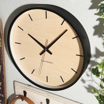 KATOMOKU plywood clock 5 ブラック km-50BKRC 電波時計 木製 曲げわっぱの画像