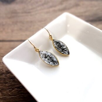 【受注生産】天然石のピアス・イヤリング共通デザイン■ローズカット■ブラックトルマリンクォーツ