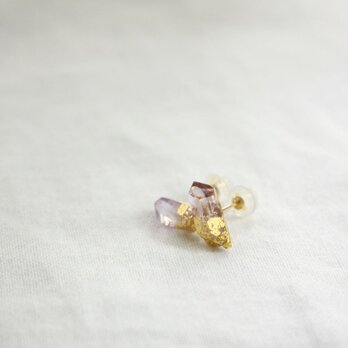 Amethyst pierced earrings w/ JapaneseLacquer, GoldLeafの画像