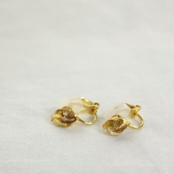 Herkimer Diamond Clip on earrings w/ JapaneseLacquer, GoldLeafの画像