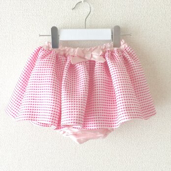 ピンクが素敵♡ファンシーツイードのブルマ付きスカートの画像