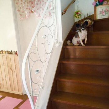 アイアン製薔薇の階段手すり５段ローズモチーフ玄関屋外アプローチガーデンアンティーク調手摺の画像