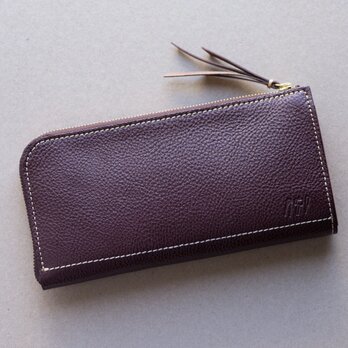 姫路産　グロスシュリンクレザー　L字ファスナー長財布　牛革　ブラウン　茶　aw-05ns