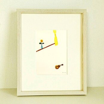 夏の絵｜原画「夏の日に」　※木製額縁入り（インチサイズ）の画像