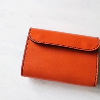 【受注生産品】三つ折り財布 ～栃木アニリン橙×栃木ブラックサドル～の画像