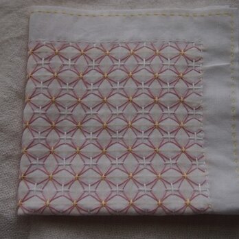 刺し子の花ふきん　あじさい刺し　