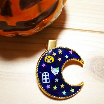 ハロウィンの月のヘアクリップ