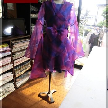 【展示品・非売品】オーダーメイド！カラオケのステージ衣装ドレス(オーガンジー)の画像