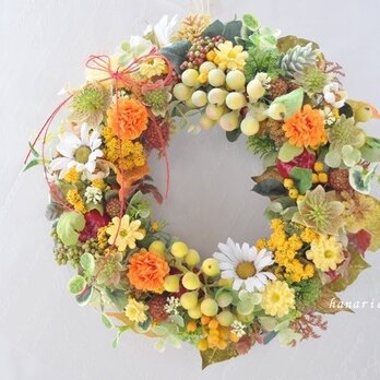 夕映え　実りと花の輪：wreathの画像