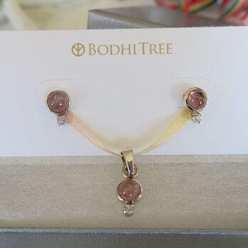 トルマリン＋トパーズ ペンダント＆ピアス セット ピンク ギフト対応 10月誕生石 天然石ジュエリー