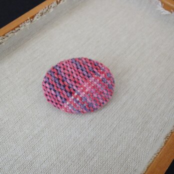 手織り　ブローチ　秋色・楕円・１の画像