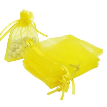 20枚入り オーガンジー巾着袋 【イエロー 黄色】 アクセサリーバック ラッピング 無地 シンプル ギフトの画像