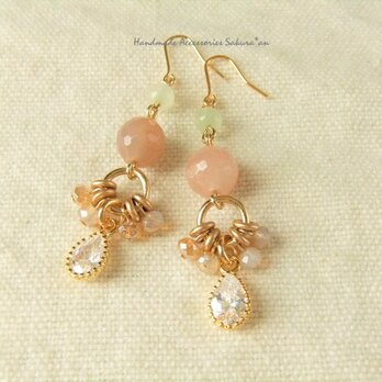 Pierces or Earrings　ムーンストーン　ジルコニア（P0774）の画像