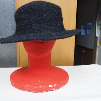 毛糸ブレードスタンダード帽子　ブリム５cm（黒）の画像