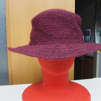 毛糸ブレードスタンダード帽子　ブリム５cm（赤）の画像