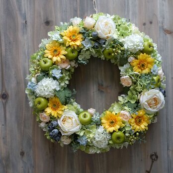 Wreath (2717) ～green x yellow～ 38cmの画像