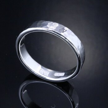 指輪 メンズ レディース : 丸 鎚目 槌目 リング 5mm幅 シンプル ペア ペアリング シルバーリング 4～27号の画像