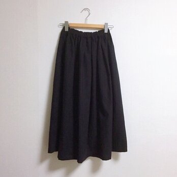 【ゆったりサイズ】cottonリネンのロングスカート【ブラック】の画像