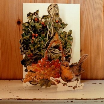 封筒付き 立体グリーティングカード 木の実と小鳥 DA-ADG009の画像