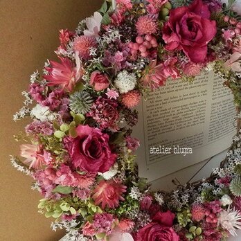 atelierBLUGRA八ヶ岳〜（新作）薔薇と採れたてアナベルのWreath03の画像