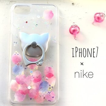iPhoneX iPhone8/7/6/6s〈花猫〉スマホケース スマホリング付き iPhoneケースの画像