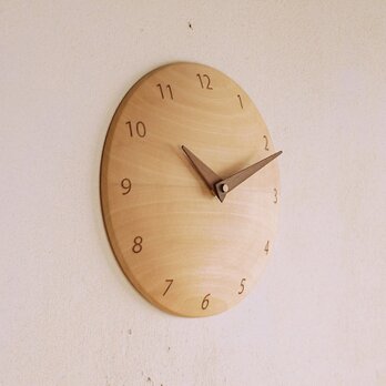 木製 掛け時計 丸 シナ材3の画像