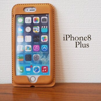 iPhone8Plus カバー　ケース【名入れ・選べる革とステッチ】の画像