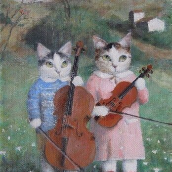 バイオリンとチェロ（姉弟）の画像