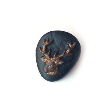 レジンメタルボタン 鹿の頭 B-0796 JK しか　アカシカ　ワピチ　トナカイの画像