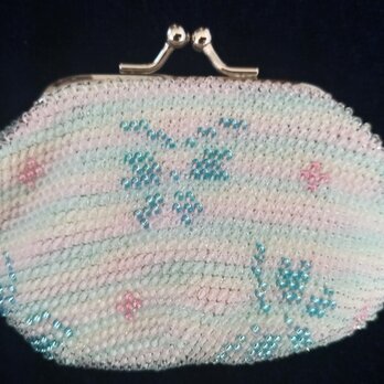 ビーズ編みがま口財布　蝶柄の画像