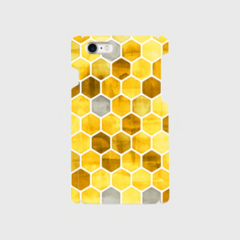 ハニカム　ウォーターカラー　（yellow）iphone　6sPlus/7plus等　大サイズ専用ハードケース　の画像