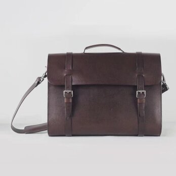 【秋新作】高級本牛革　サッチェル・バッグ　男女兼用 Chocolate【受注制作】
