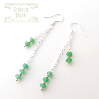 宝石質 天然エメラルドシルバーピアスD【Esplendor Petit】