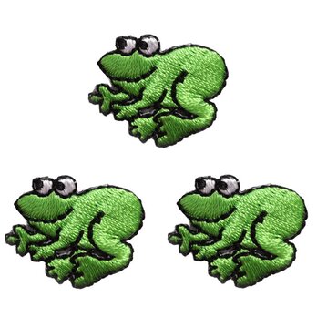 アップリケワッペン かえるグリーン 3枚 W-0159　雨蛙　フロッグの画像