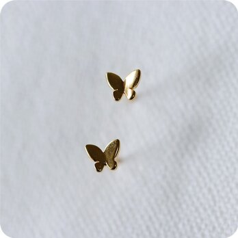 ミニバタフライ（蝶々）のピアス  片耳用　ゴールド色の画像