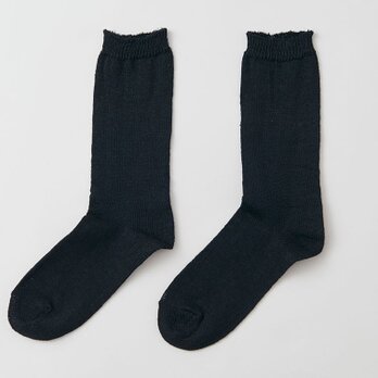 【在庫限り廃番予定】ヘンプニットのソックス（ブラック・後染め）レディース