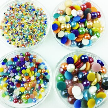 送料無料　半円 パール　ビーズ　2mm　4mm　7mm　8mm　全1150粒　カボション　デコ　レジン　アクセ　AP0033の画像