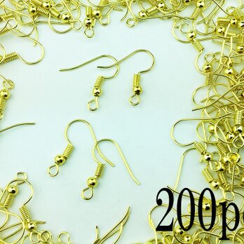 送料無料　ピアス フック　ゴールド　200個　金色　アクセサリー パーツ　ハンドメイド　金具　(AP0042)の画像