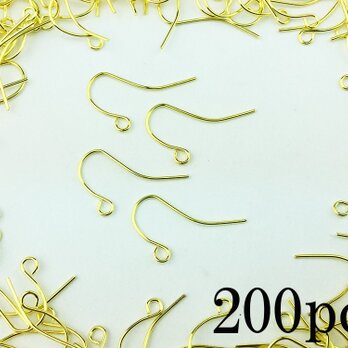 送料無料　ピアス フック　ゴールド　200個　金色　バネ 無し　アクセサリー パーツ　ハンドメイド 素材 金具　(AP0047)の画像