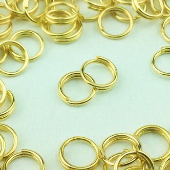 送料無料　二重 丸カン　6mm　100個　ゴールド　金色　マルカン 丸環  リング パーツ ハンドメイド 金具　（AP0098）の画像