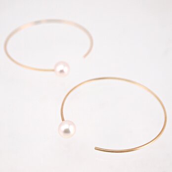 14KGF Square Wire Earrings / Pearlの画像