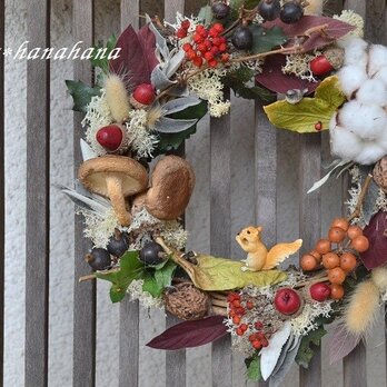 動物たちの秋の森wreathの画像