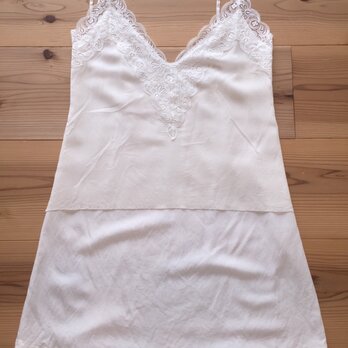 オフホワイトシルクダブルキャミワンピ