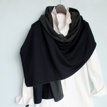 ◆シンプルニット　大判ストール/N2160807(チャコールグレー・ネイビー)
