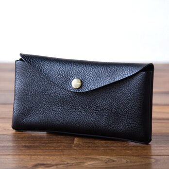 イタリア製牛革のコンパクトな長財布3  /   ブラック※受注製作の画像
