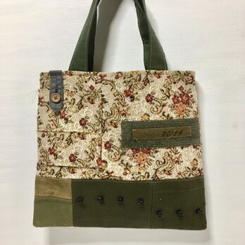 tote bag/ヴィンテージ 花柄　ミリタリートートバッグ    ■tf-293の画像