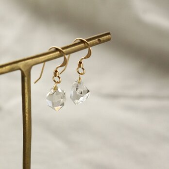 Herkimer Diamond Hooked Earrings ハーキマーダイヤモンドの雫ピアス　Aグレードの画像